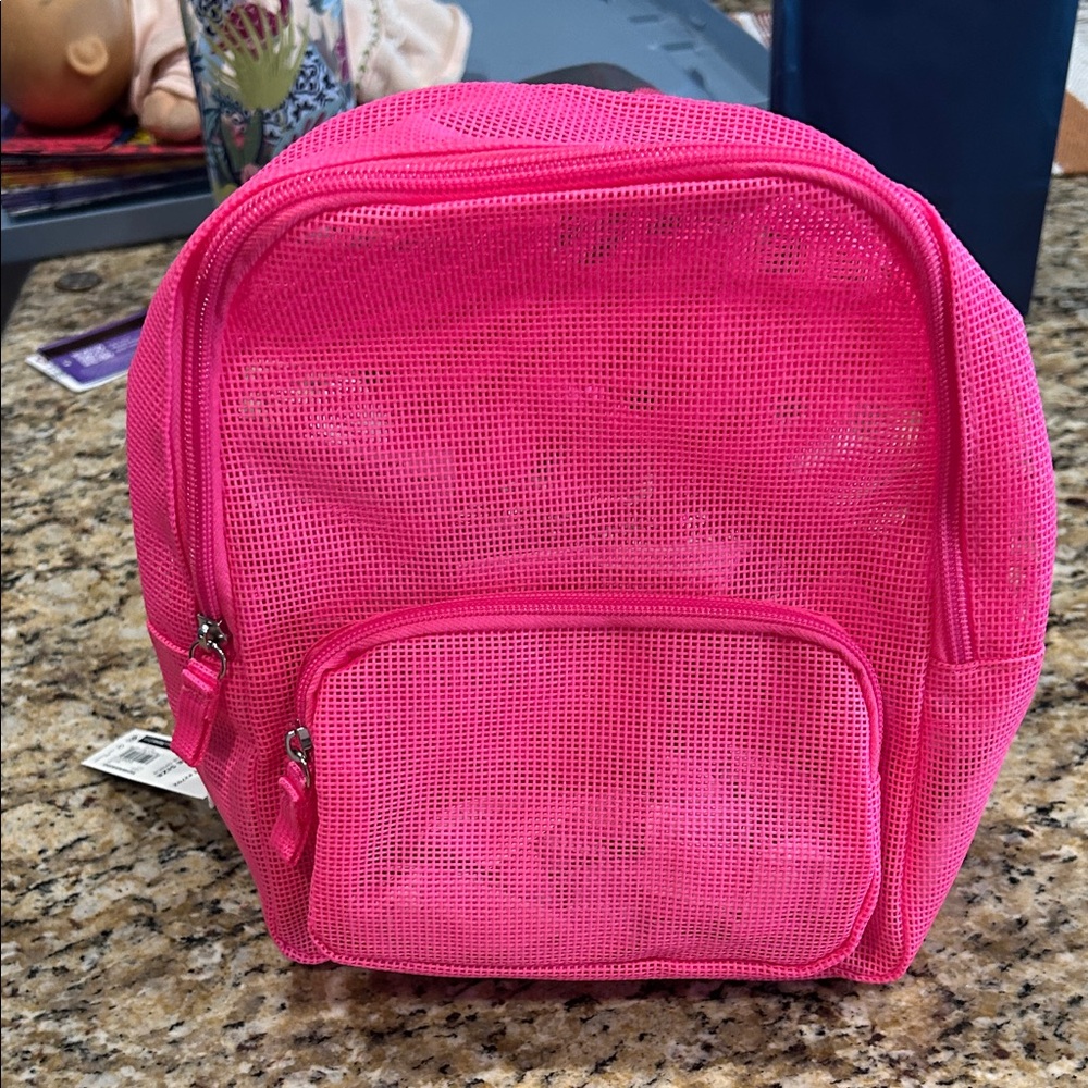 Vibrant Pink Mesh Backpack